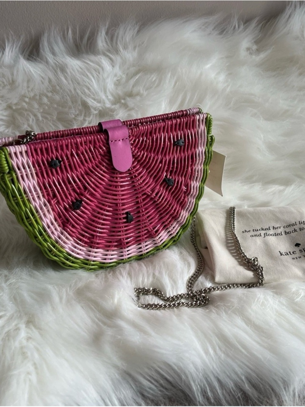 Kate Spade New York Picnic Perfect Watermelon Crossbody Wicker leather bag purse - Picture 2 of 9
